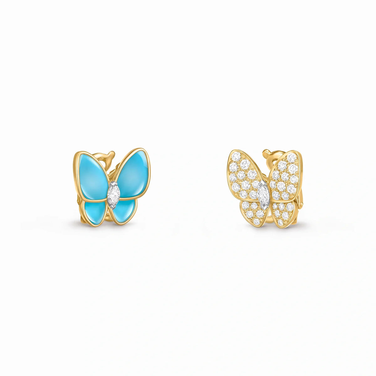 Two Butterfly Turquoise Wing Earrings