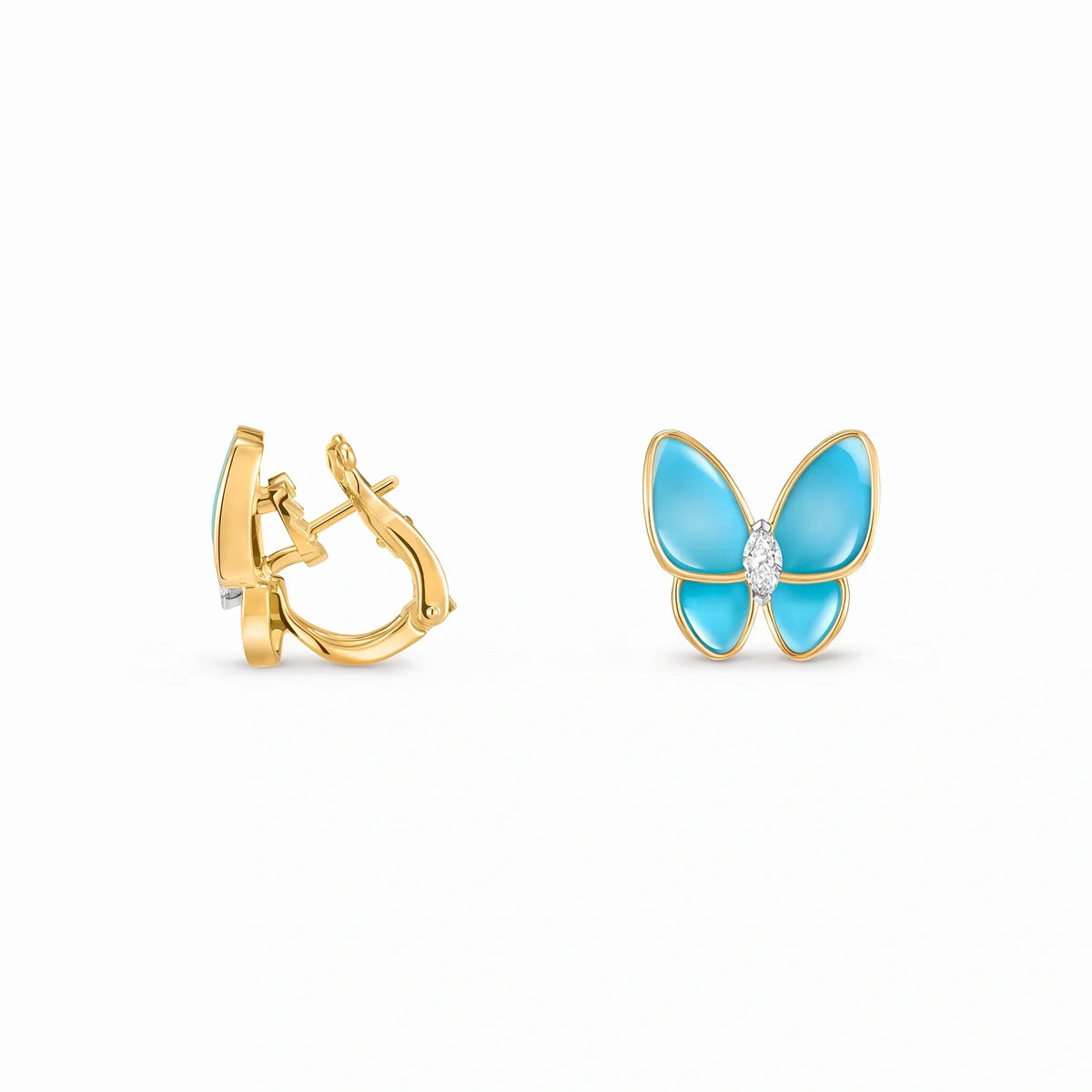 Two Butterfly Turquoise Wing Earrings
