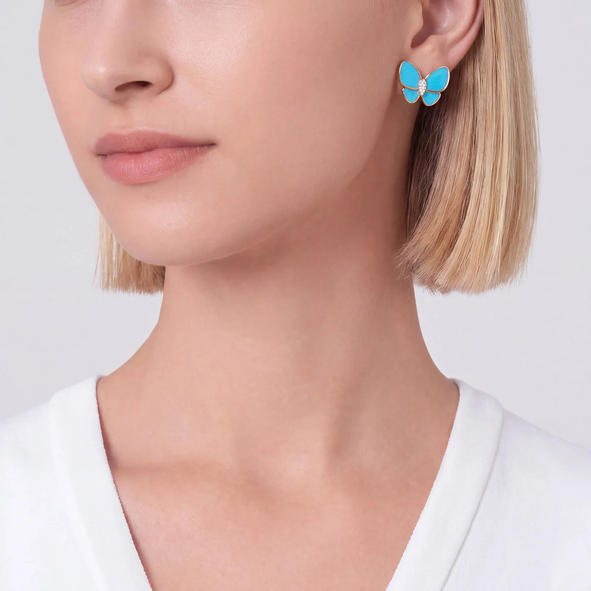 Two Butterfly Turquoise Wing Earrings
