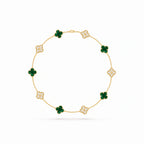 Vintage Alhambra Alternating Pavé Clover Necklace