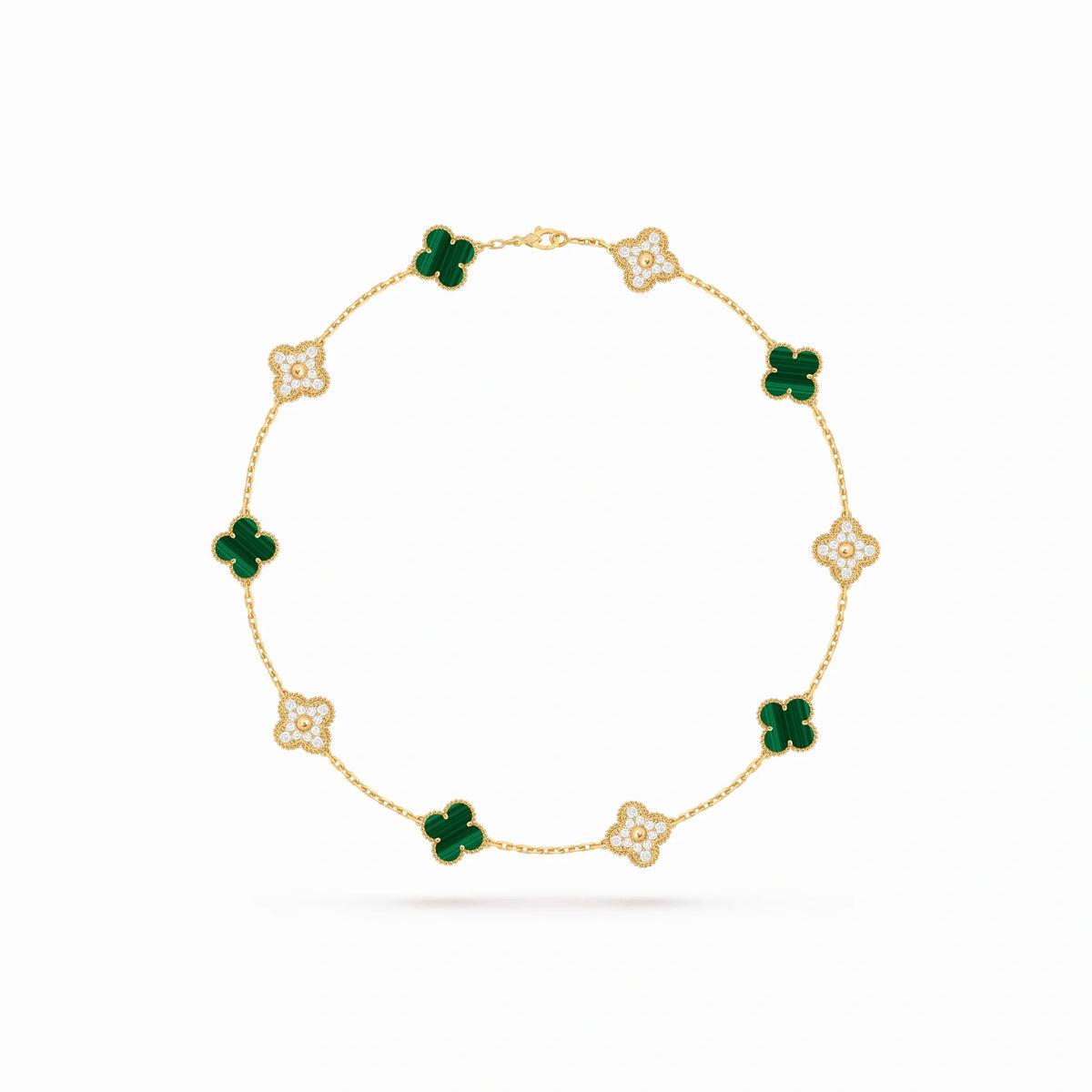 Vintage Alhambra Alternating Pavé Clover Necklace