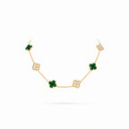 Vintage Alhambra Alternating Pavé Clover Necklace