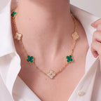 Vintage Alhambra Alternating Pavé Clover Necklace
