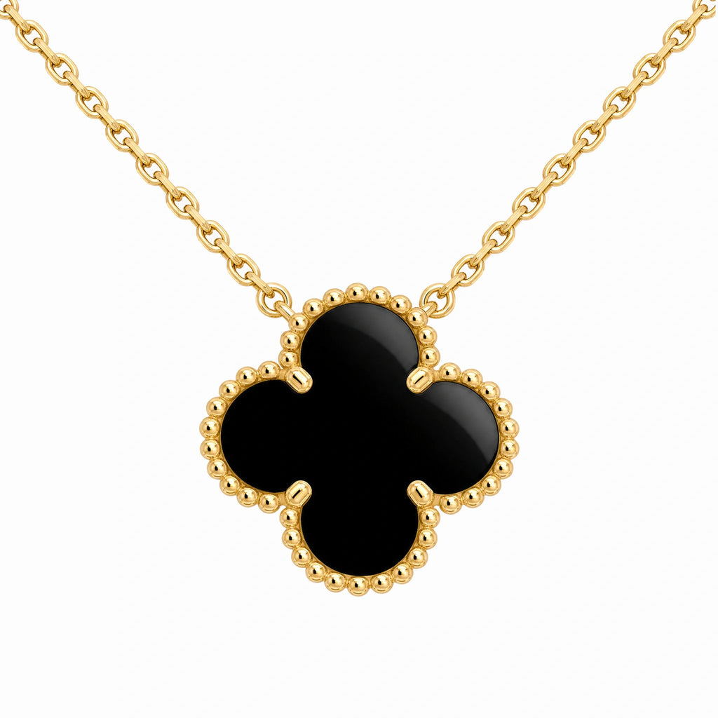 Vintage Alhambra Black Clover Pendant Necklace