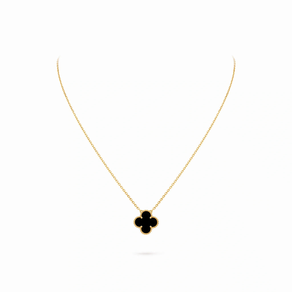 Vintage Alhambra Black Clover Pendant Necklace