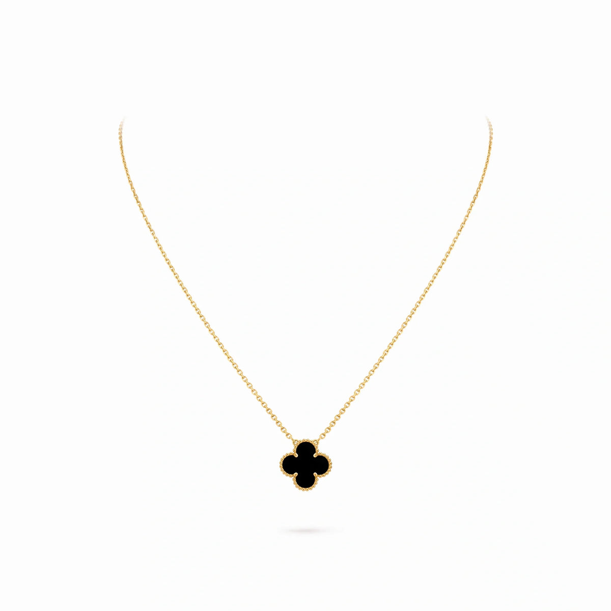 Vintage Alhambra Black Clover Pendant Necklace