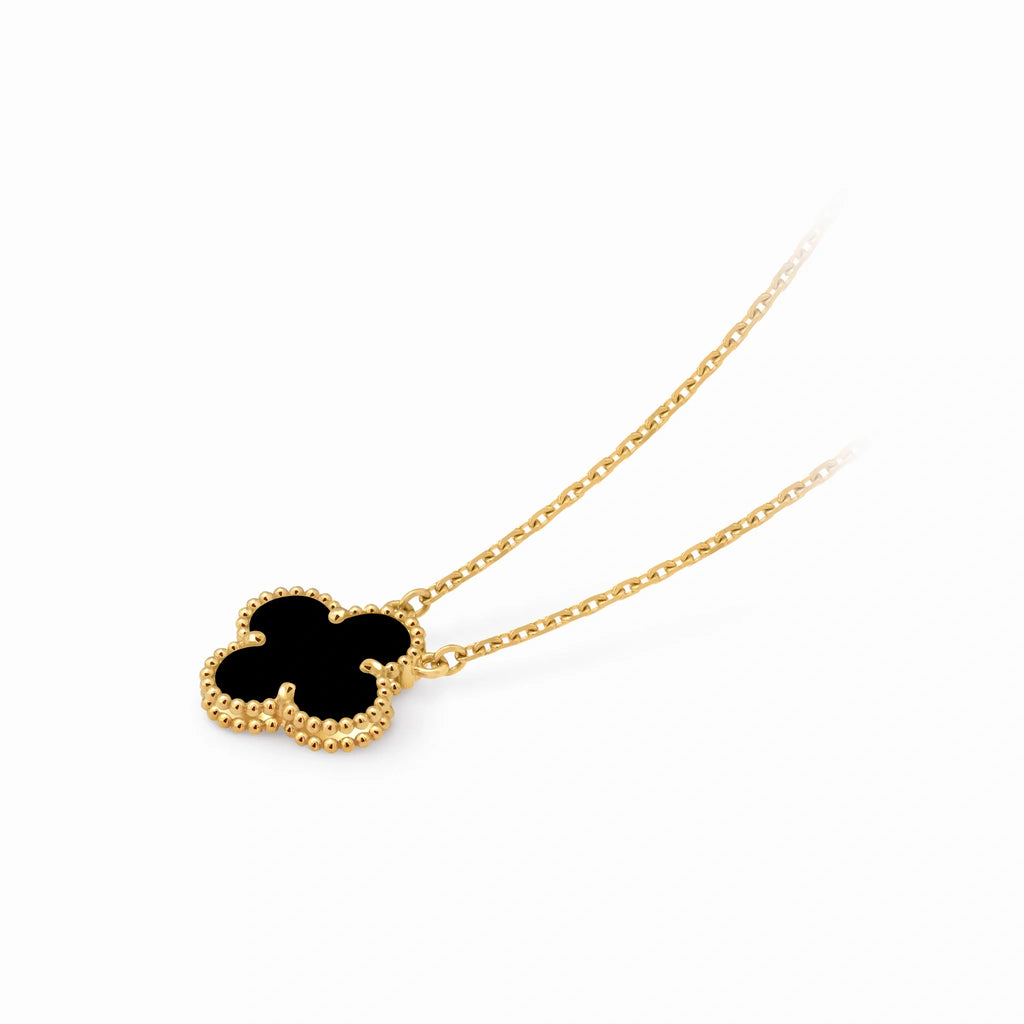 Vintage Alhambra Black Clover Pendant Necklace