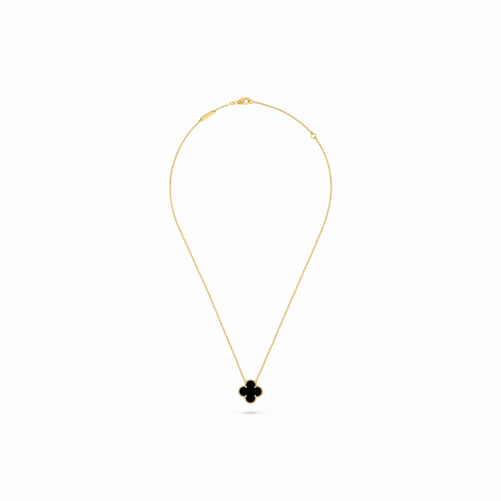 Vintage Alhambra Black Clover Pendant Necklace