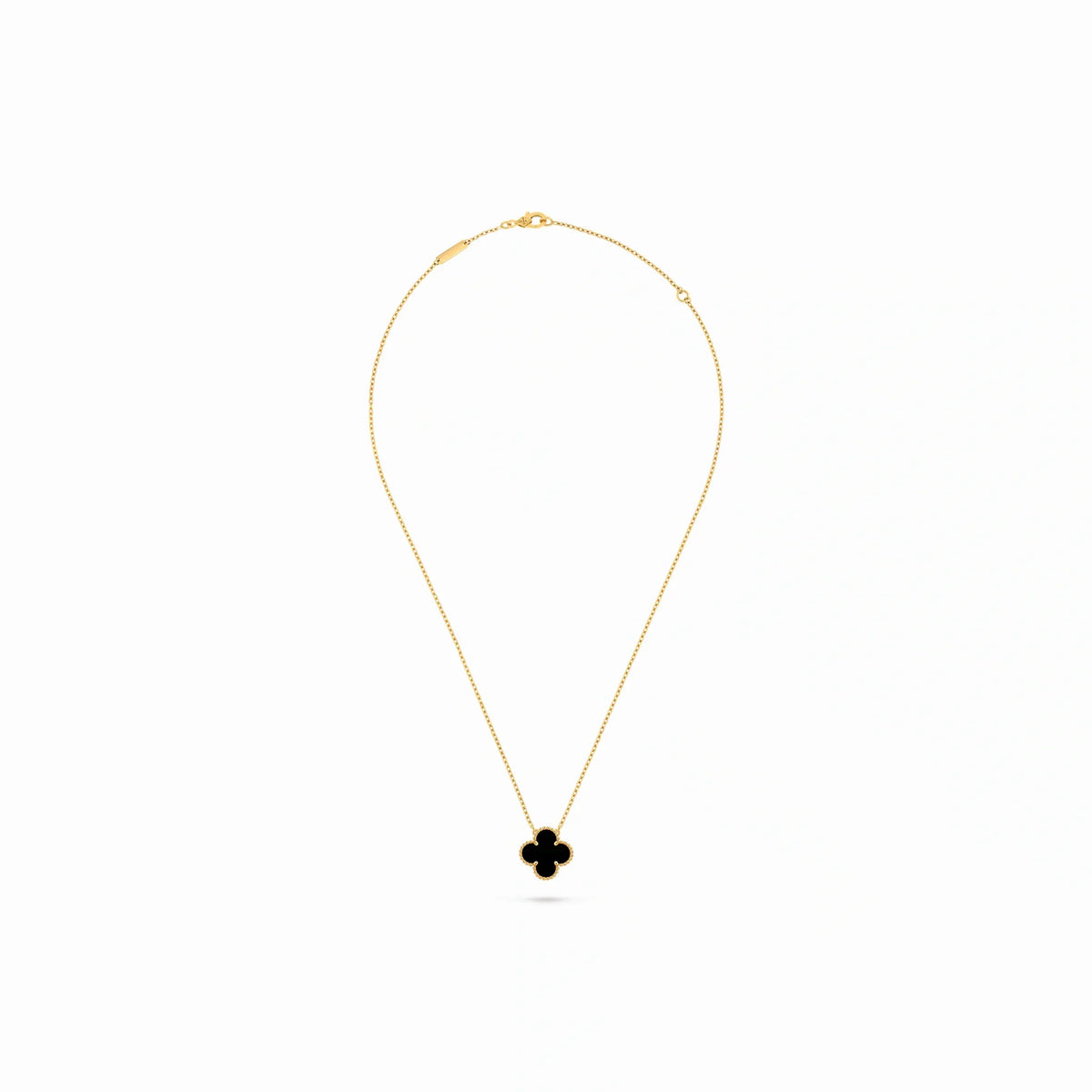 Vintage Alhambra Black Clover Pendant Necklace