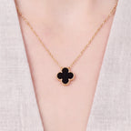 Vintage Alhambra Black Clover Pendant Necklace