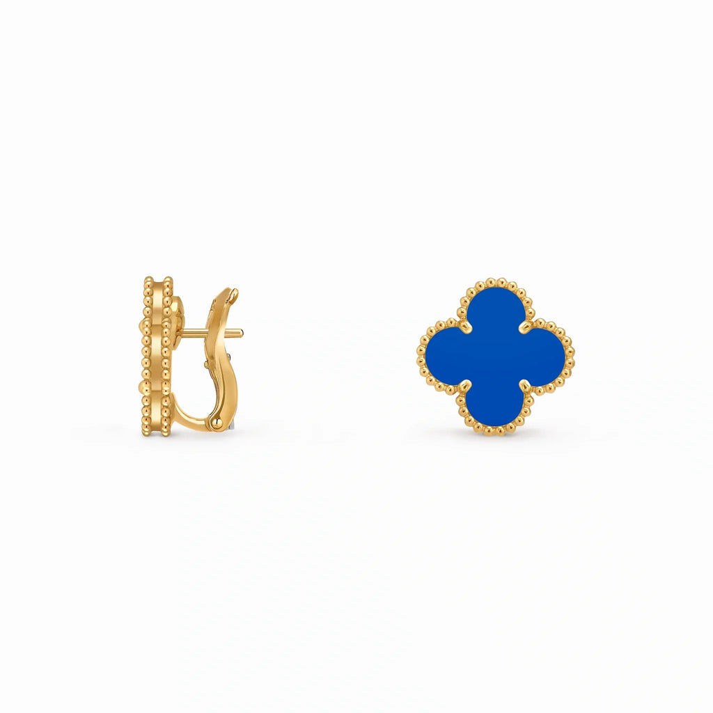 Vintage Alhambra Blue Clover Earrings