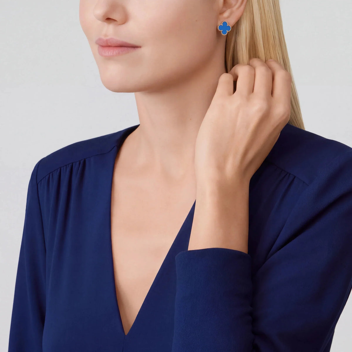 Vintage Alhambra Blue Clover Earrings