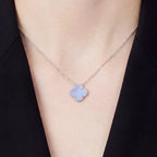 Vintage Alhambra Blue Clover Pendant Necklace