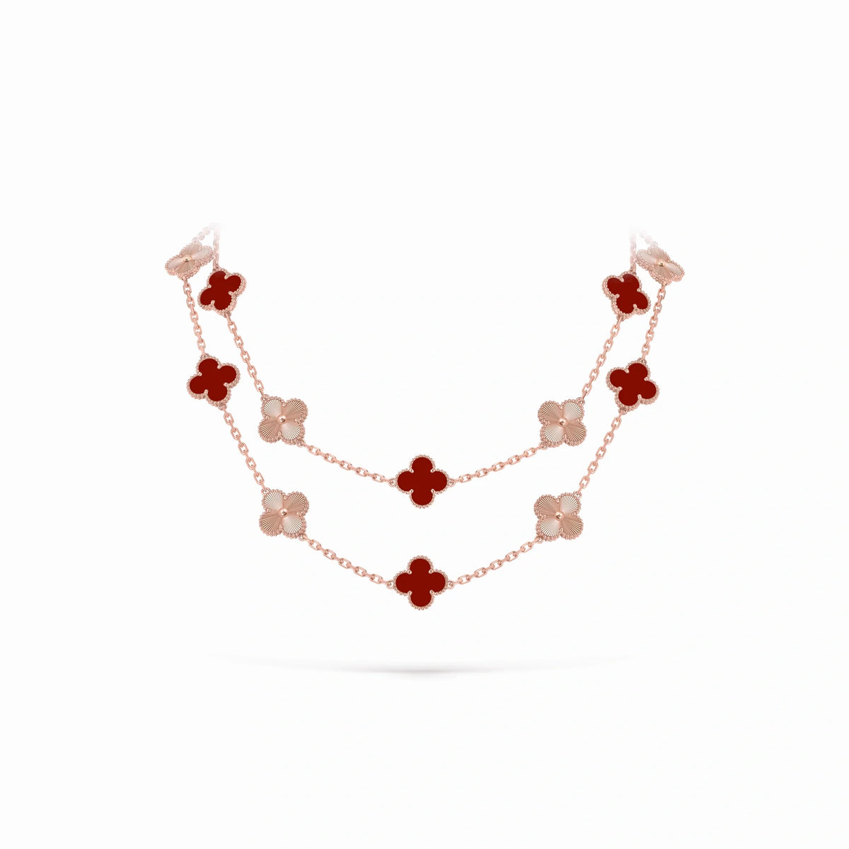 Vintage Alhambra Double Chain Clover Necklace