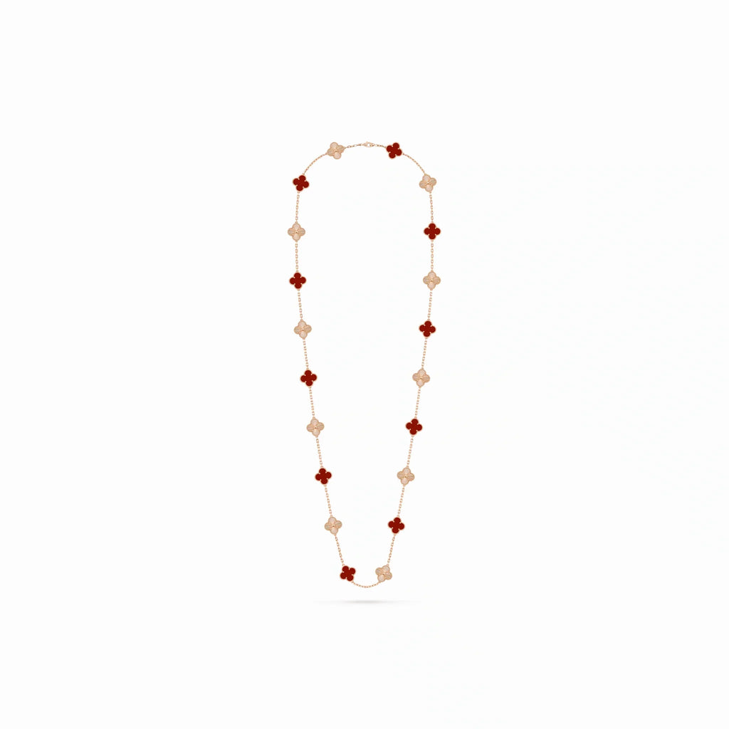 Vintage Alhambra Double Chain Clover Necklace