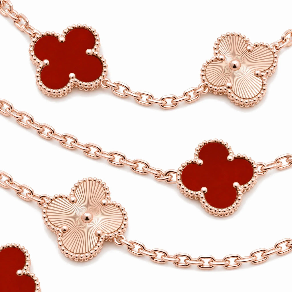 Vintage Alhambra Double Chain Clover Necklace