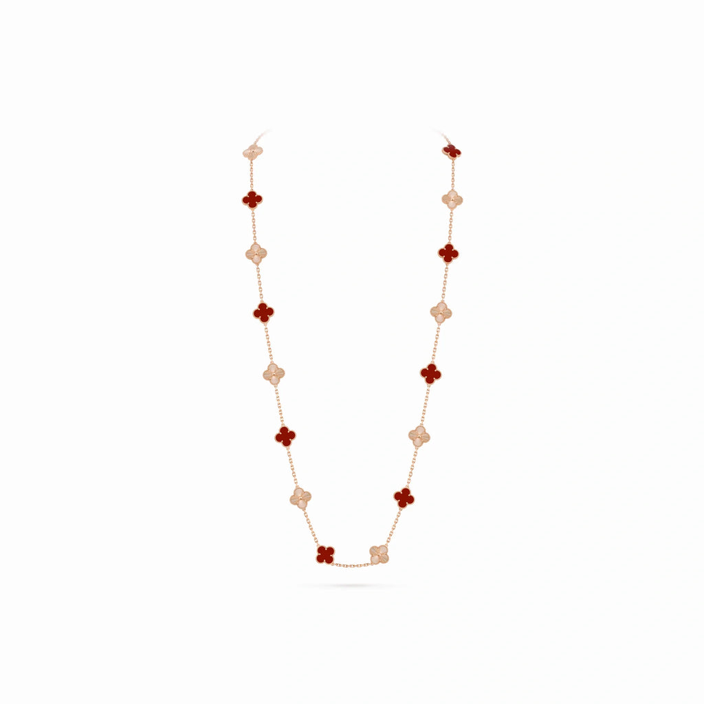 Vintage Alhambra Double Chain Clover Necklace