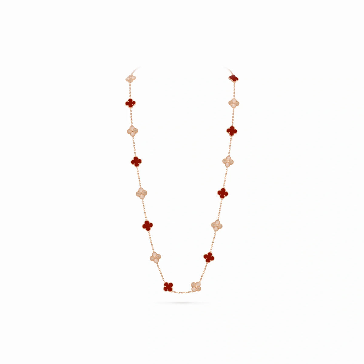 Vintage Alhambra Double Chain Clover Necklace