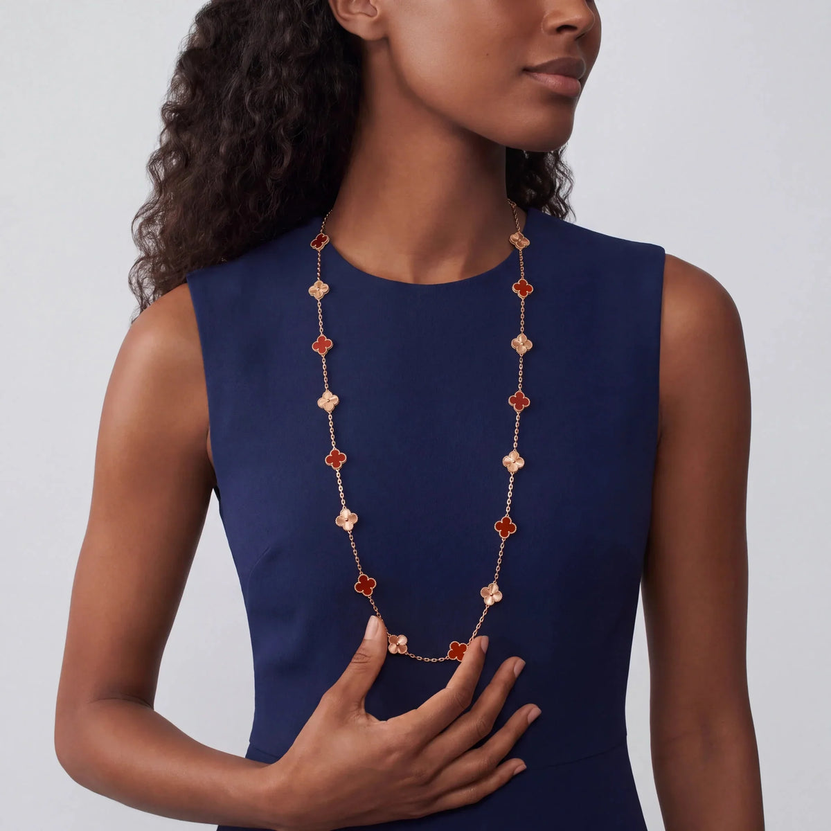 Vintage Alhambra Double Chain Clover Necklace