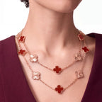 Vintage Alhambra Double Chain Clover Necklace