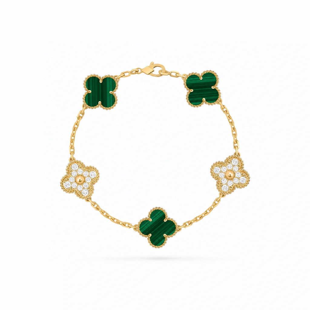 Vintage Alhambra Green Pavé Clover Bracelet