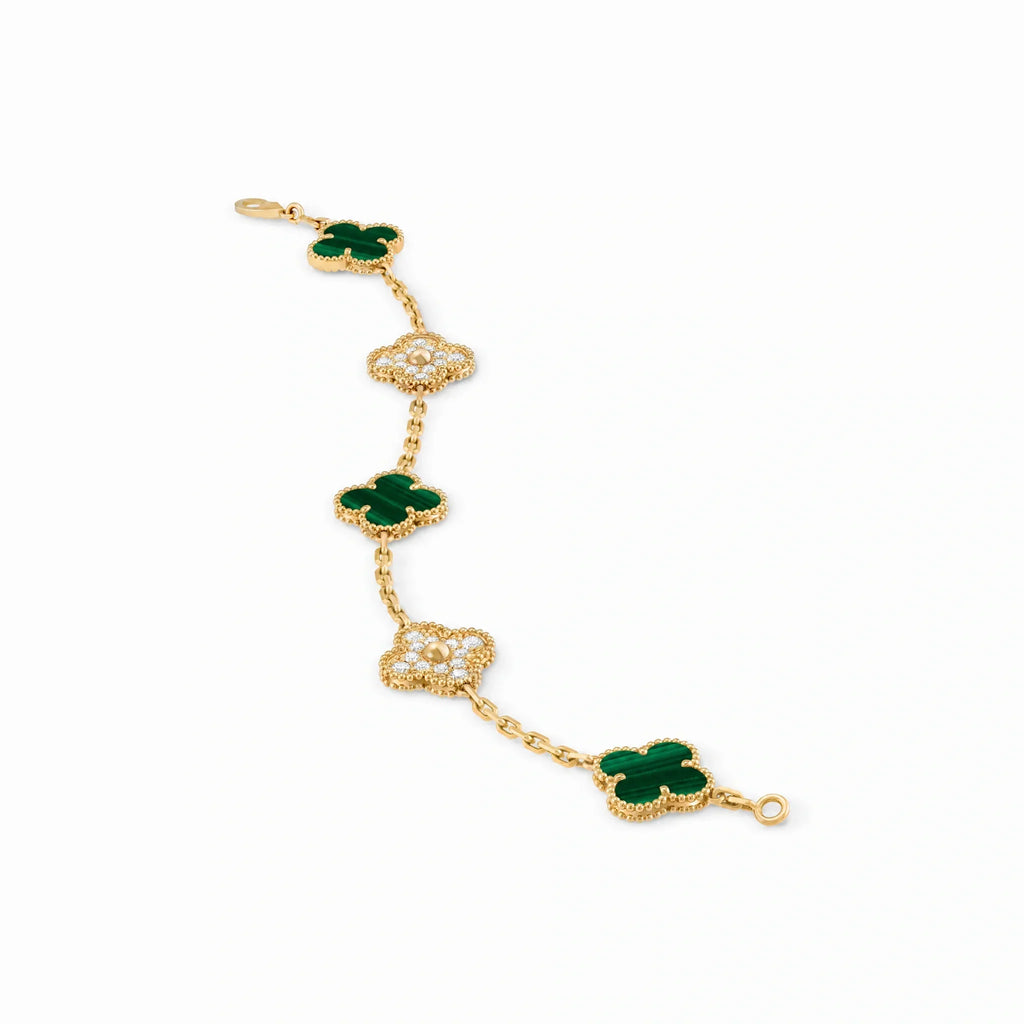 Vintage Alhambra Green Pavé Clover Bracelet
