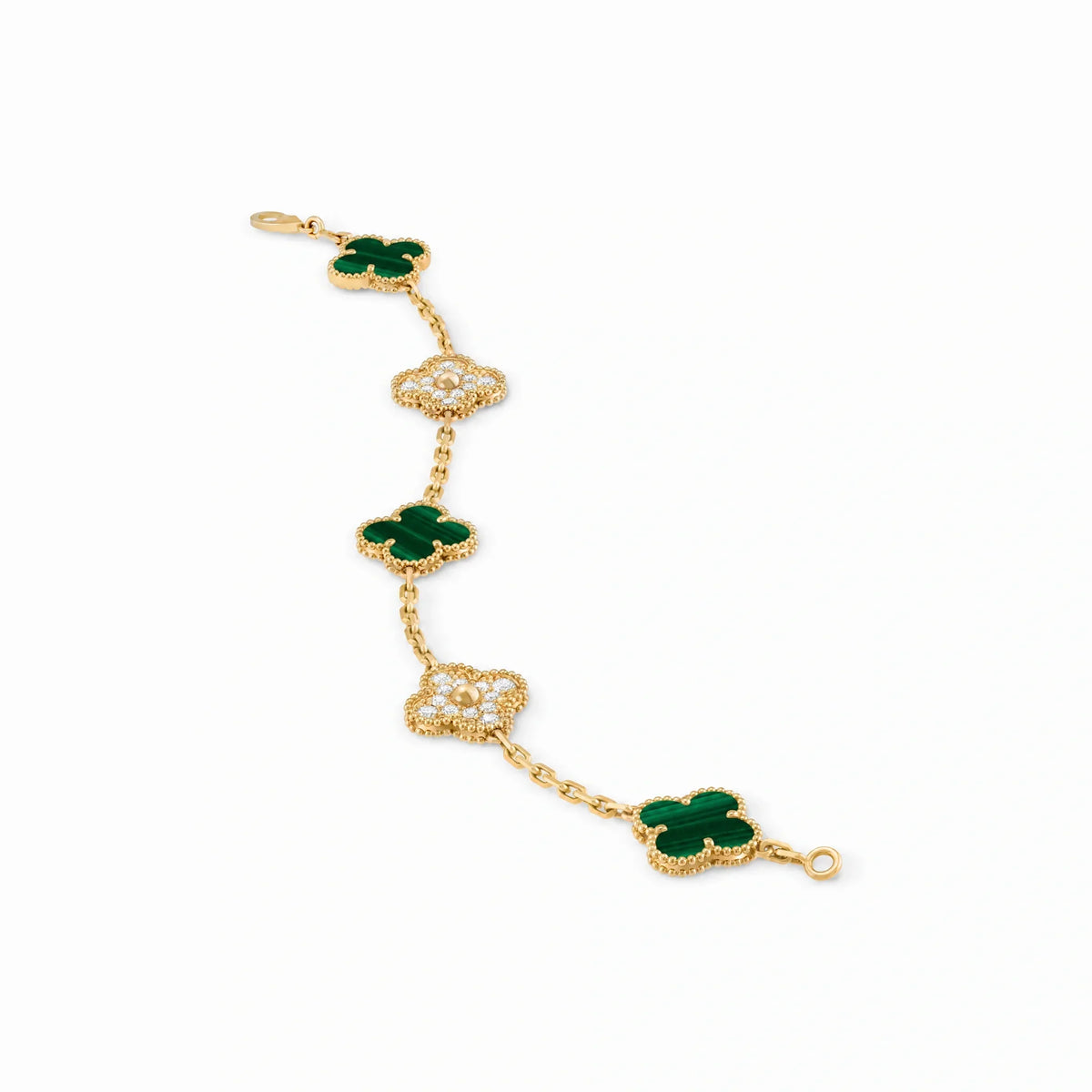 Vintage Alhambra Green Pavé Clover Bracelet