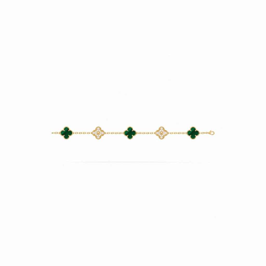 Vintage Alhambra Green Pavé Clover Bracelet