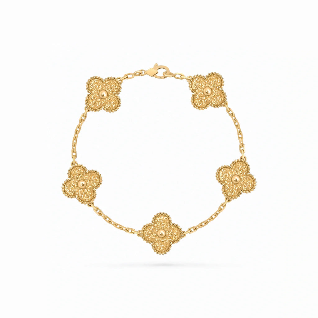 Vintage Alhambra Hammered Clover Bracelet