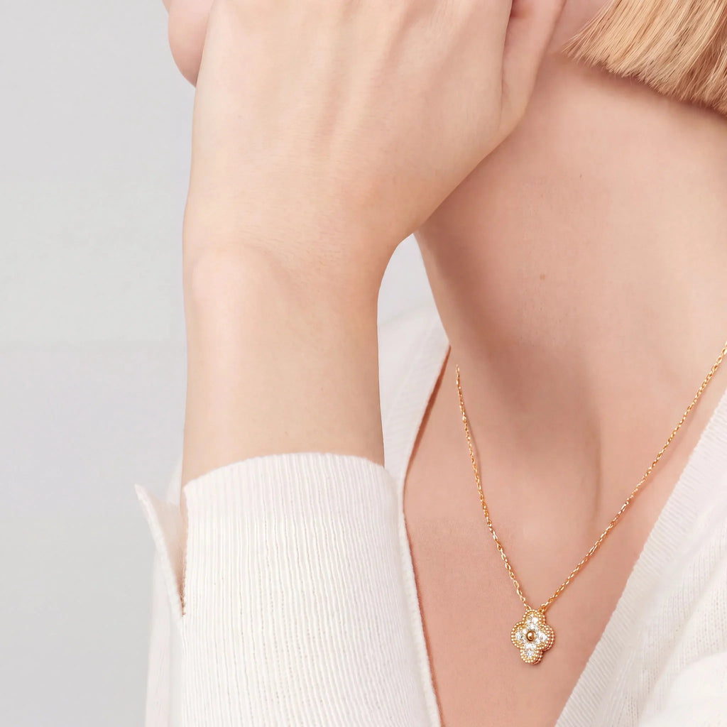 Vintage Alhambra Pavé Clover Pendant Necklace