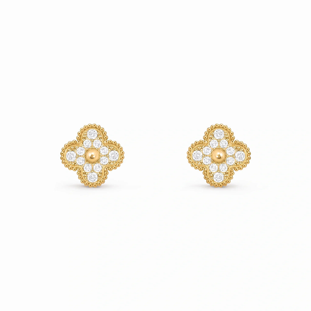 Vintage Alhambra Pavé Four-Leaf Earrings