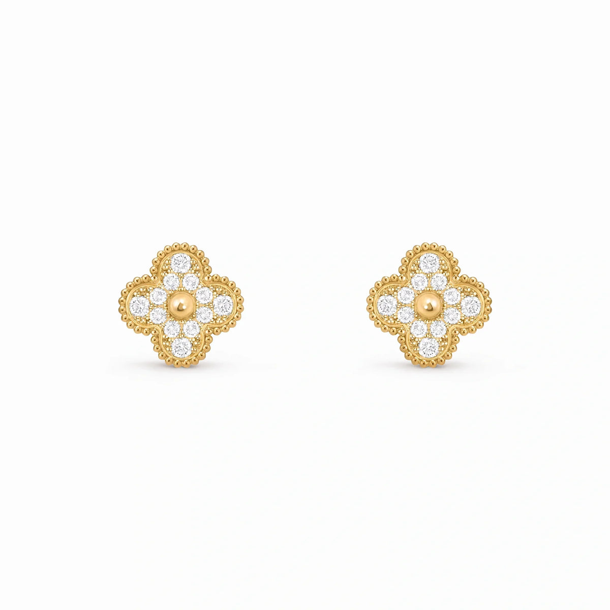 Vintage Alhambra Pavé Four-Leaf Earrings