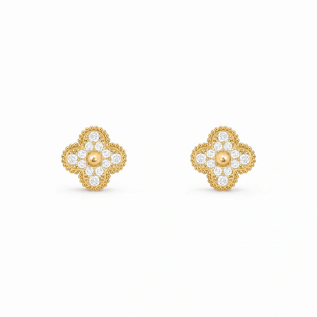 Vintage Alhambra Pavé Four-Leaf Earrings