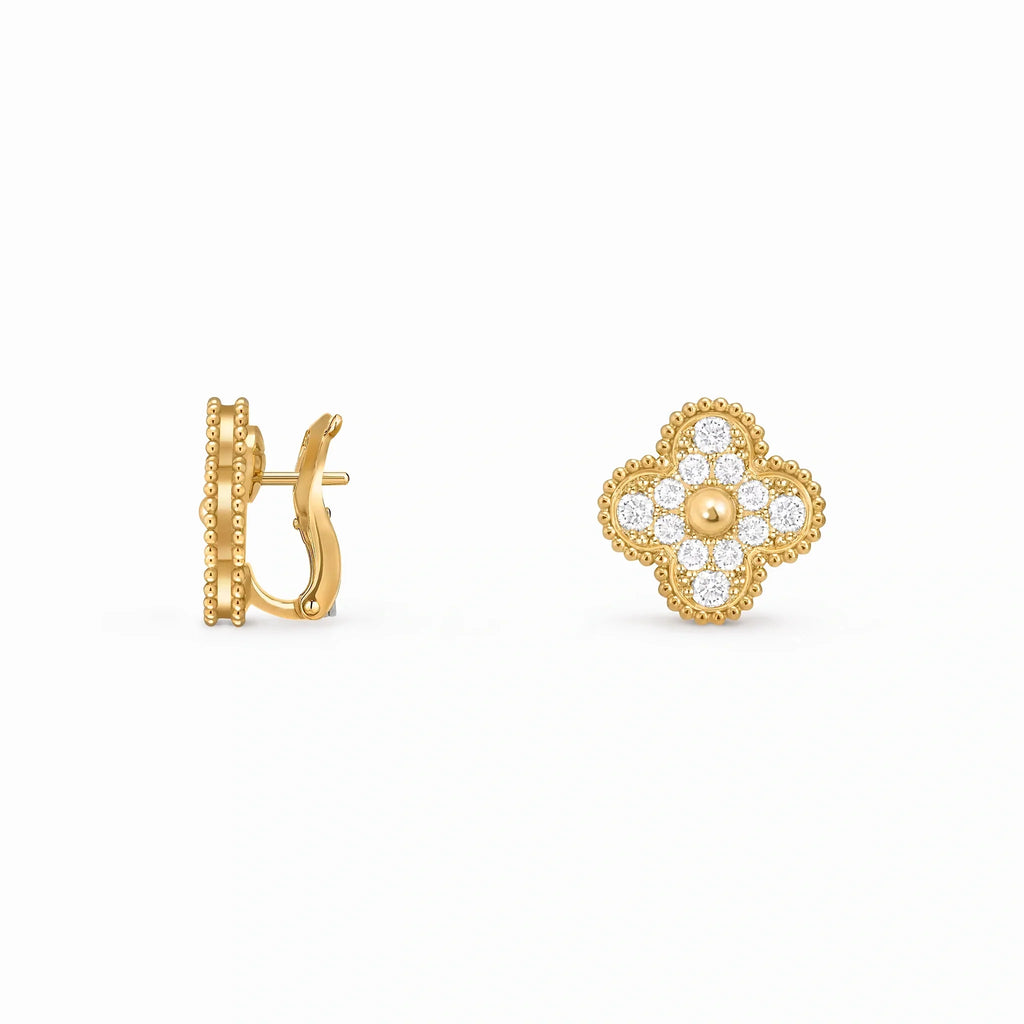 Vintage Alhambra Pavé Four-Leaf Earrings