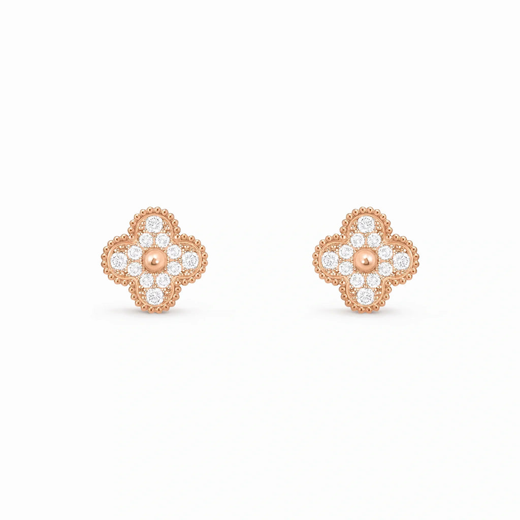 Vintage Alhambra Pavé Four-Leaf Earrings