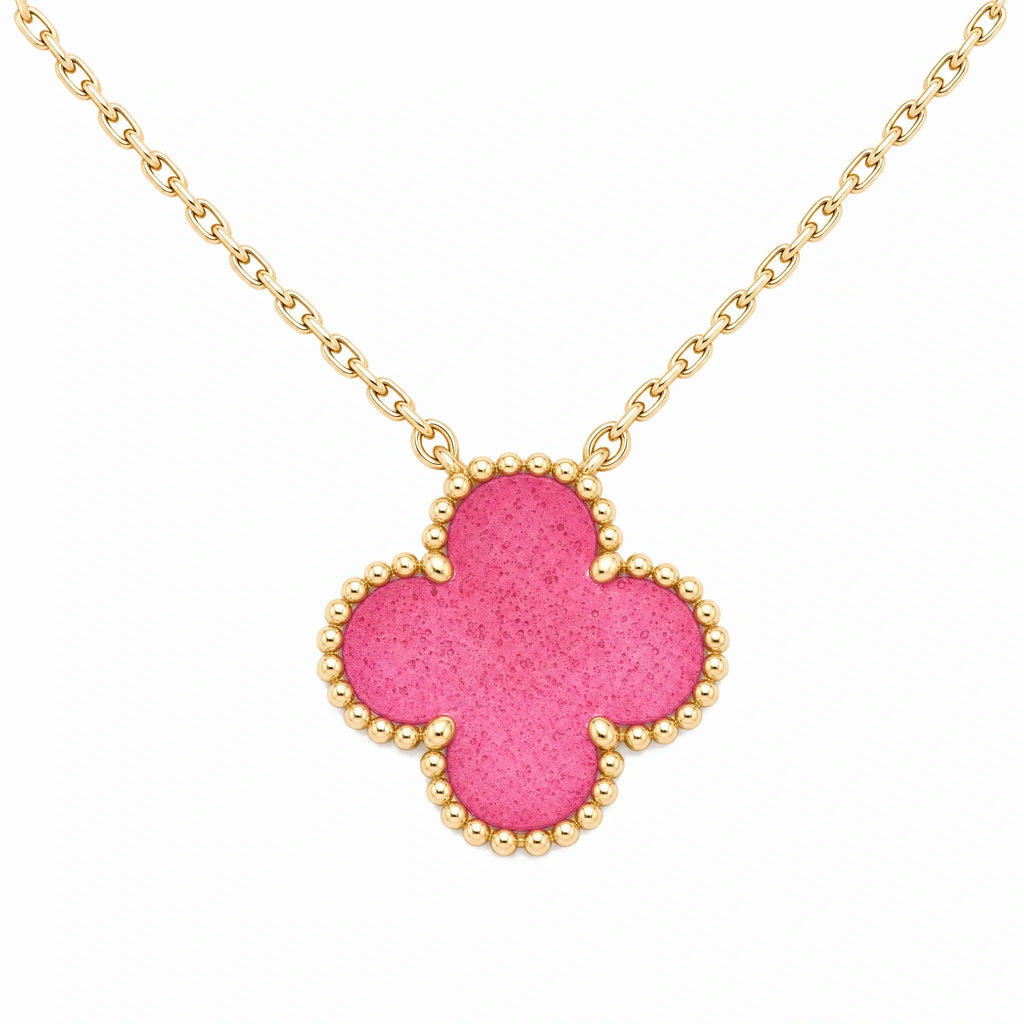 Vintage Alhambra Pink Clover Pendant Necklace