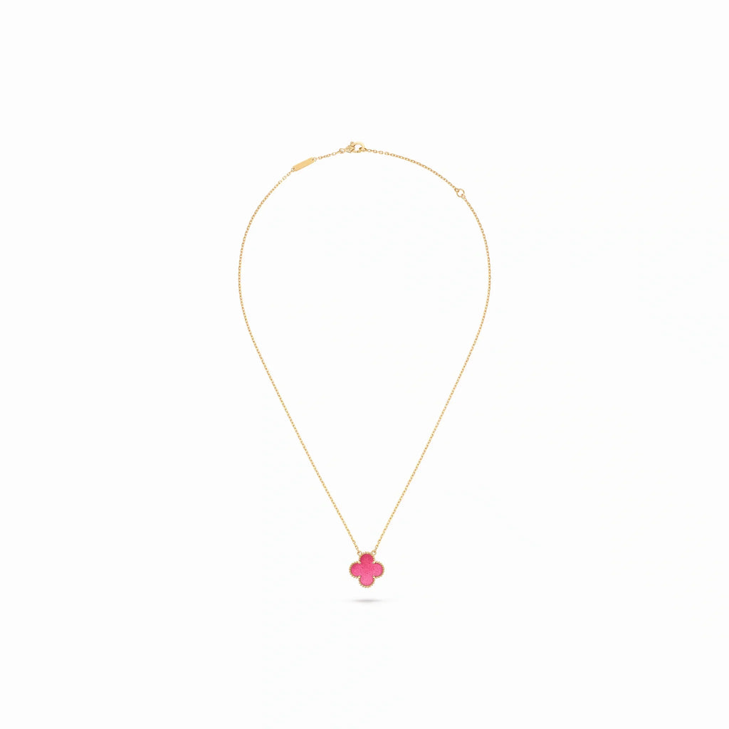 Vintage Alhambra Pink Clover Pendant Necklace