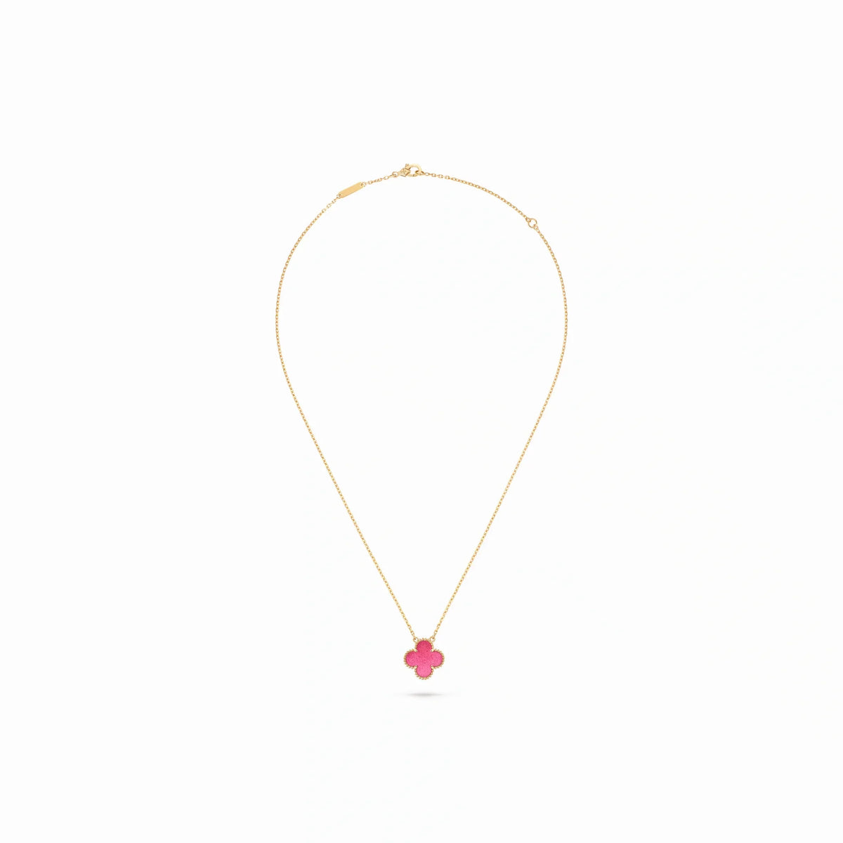 Vintage Alhambra Pink Clover Pendant Necklace