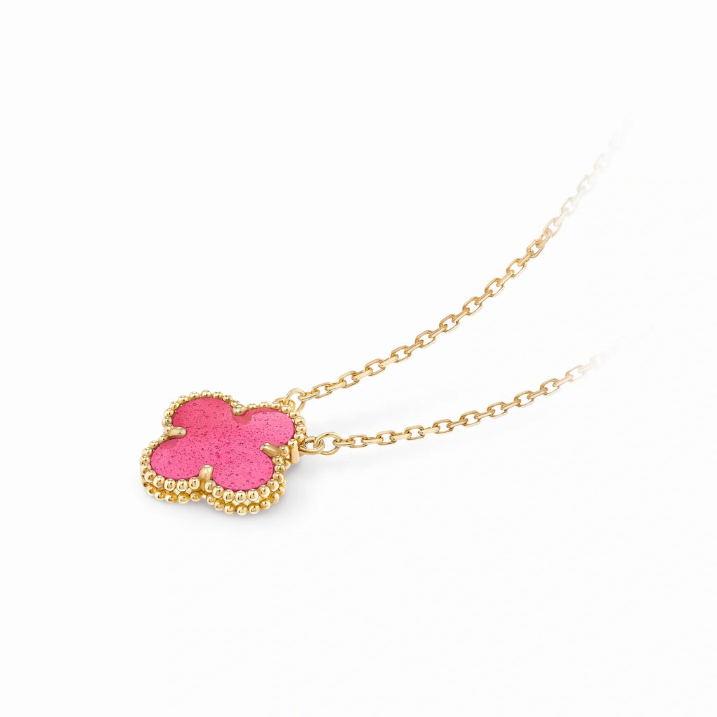 Vintage Alhambra Pink Clover Pendant Necklace