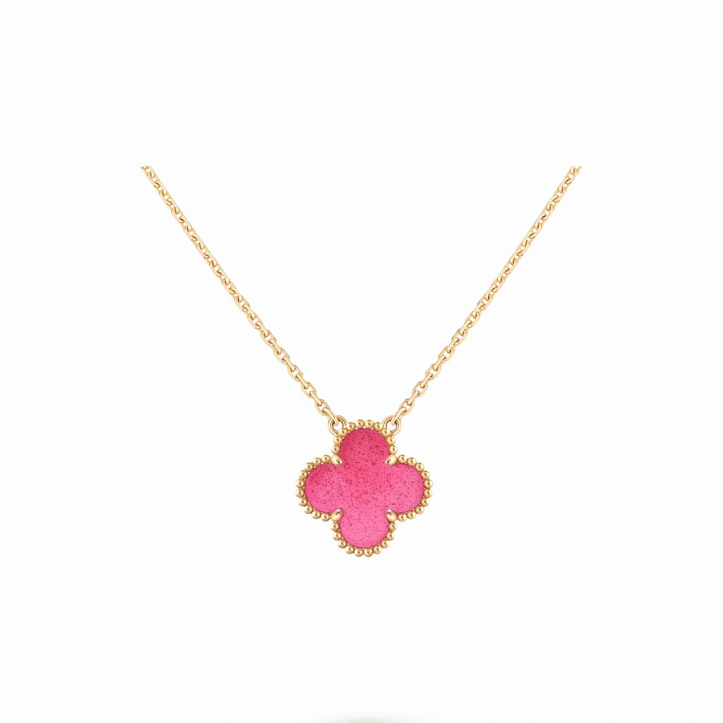 Vintage Alhambra Pink Clover Pendant Necklace