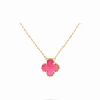 Vintage Alhambra Pink Clover Pendant Necklace