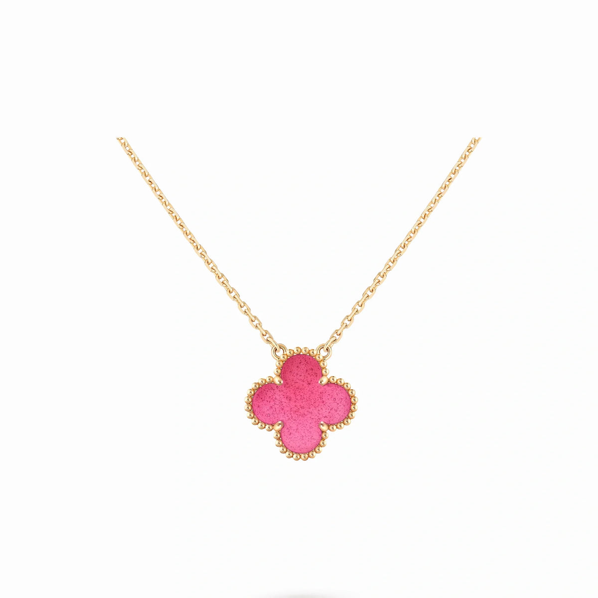 Vintage Alhambra Pink Clover Pendant Necklace