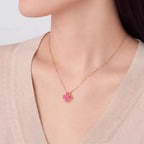 Vintage Alhambra Pink Clover Pendant Necklace
