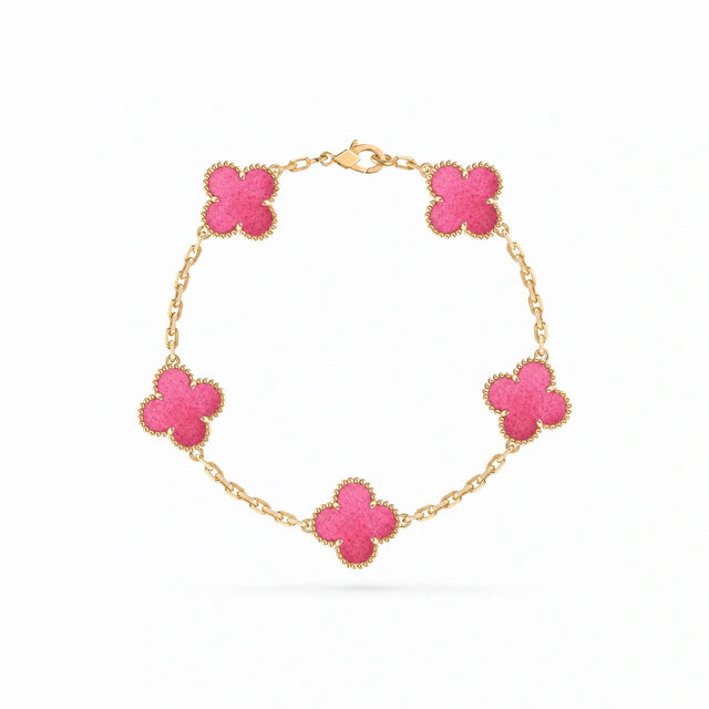 Vintage Alhambra Pink Five Clover Bracelet