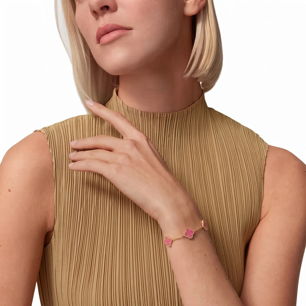 Vintage Alhambra Pink Five Clover Bracelet