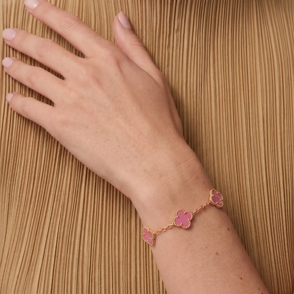 Vintage Alhambra Pink Five Clover Bracelet