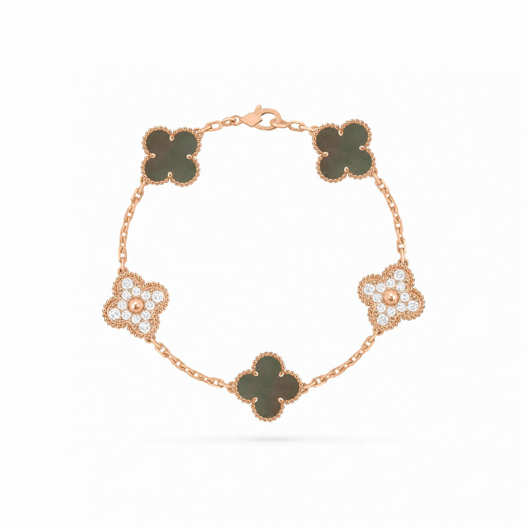 Vintage Alhambra Rose Pavé Clover Bracelet