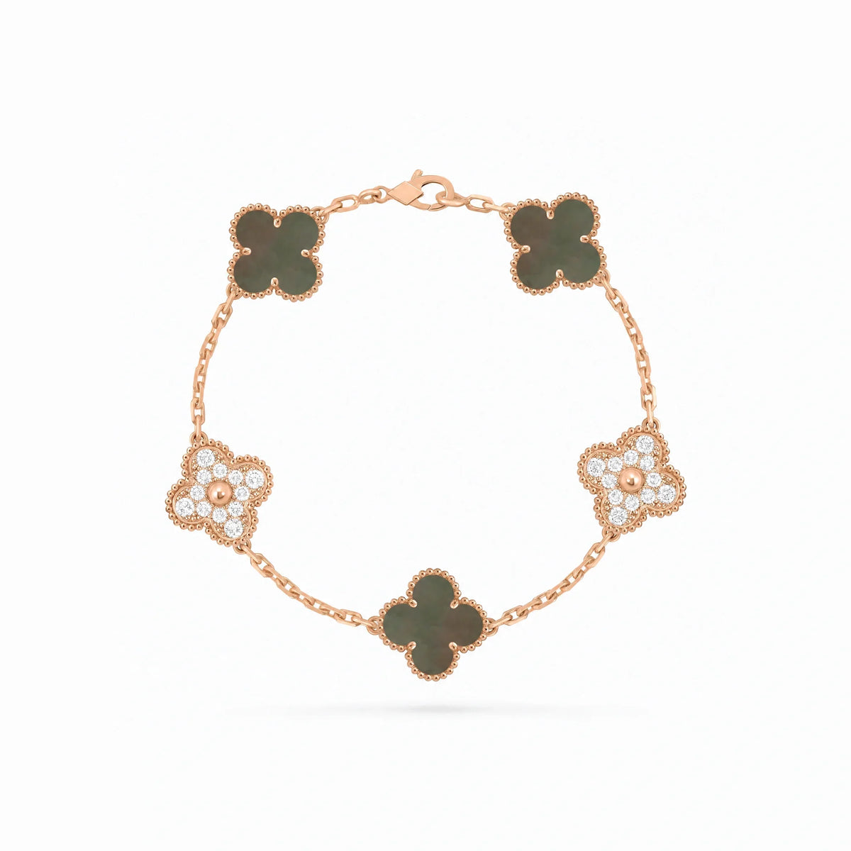 Vintage Alhambra Rose Pavé Clover Bracelet
