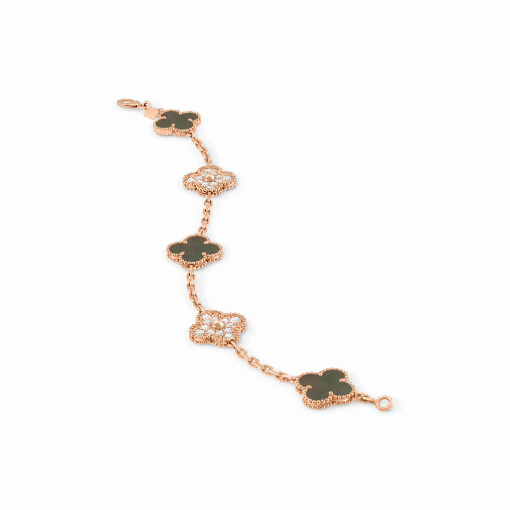 Vintage Alhambra Rose Pavé Clover Bracelet