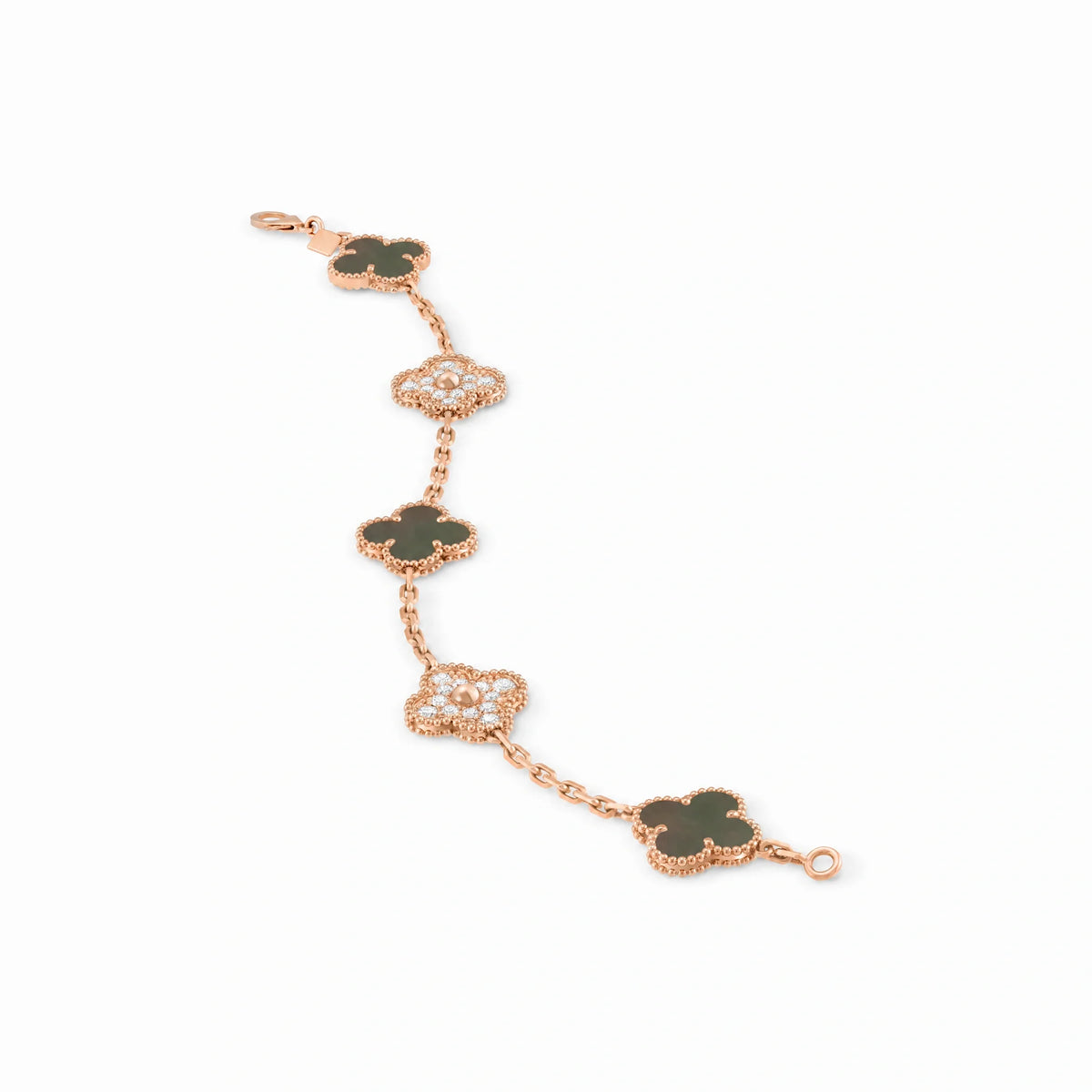 Vintage Alhambra Rose Pavé Clover Bracelet